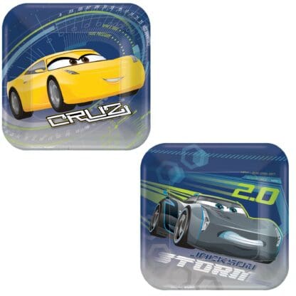 7 in. Cars 3 Square Plates - 8ct