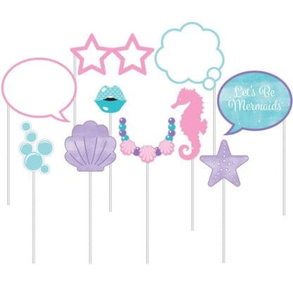 Shimmer Mermaid Photo Booth Props 10ct Birthday Party Supplies