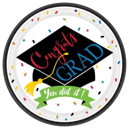 Amscan 100 Percent Done Graduation Paper Plates, 9", Multicolor, Pack of 60 Plates