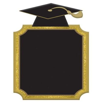 242109 9 X 7 in. Graduation MDF Chalkboard Stand - Gold