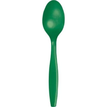 Touch of Color Creative Converting Plastic Spoons, Emerald Green, 24 Ct