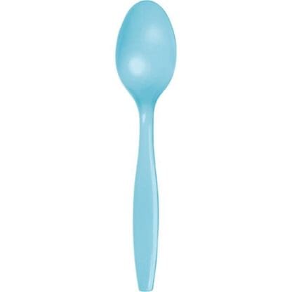 Touch of Color Premium Plastic Spoons, Pastel Blue, 24 Ct