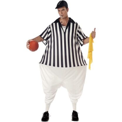 Adult Referee Men's Bodysuit Costume for Halloween