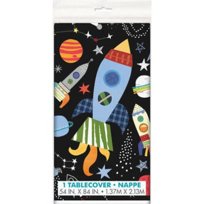 Outer Space Rectangular Plastic Table Cover, 54"x84" Pour La Fte D'anniversaire - Image 2