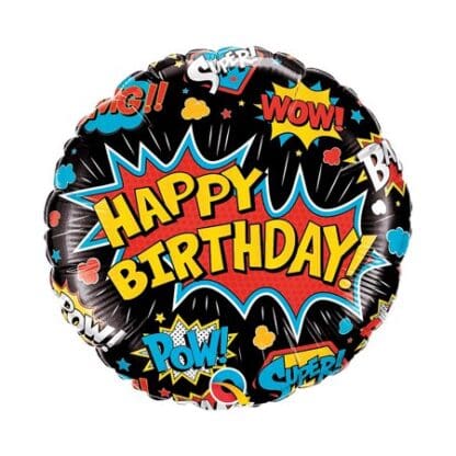 18" Birthday Superhero Black - Party Decor - 1 Piece