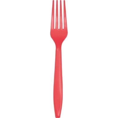 Coral Plastic Forks