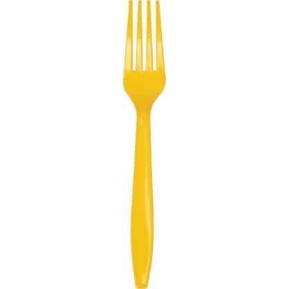 Touch of Color Premium Plastic Forks, School Bus Yellow, 24 Ct