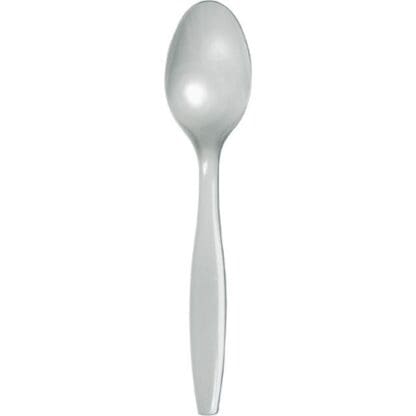 Touch of Color Shimmering Silver Plastic Spoons, 24 Pack (010587),Size: Med