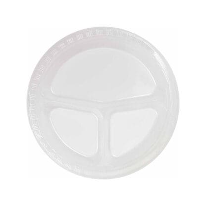 Touch of Color Banquet Plate, Plastic Divided, Clear, 10" , 20 Ct