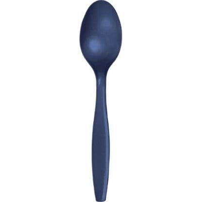 Touch of Color Premium Plastic Spoons, Navy, 24 Ct