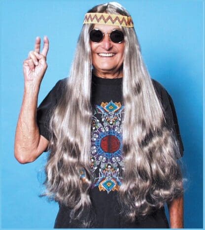 Deluxe Long Grey Hippie Wig with Headband - Costume Wigs