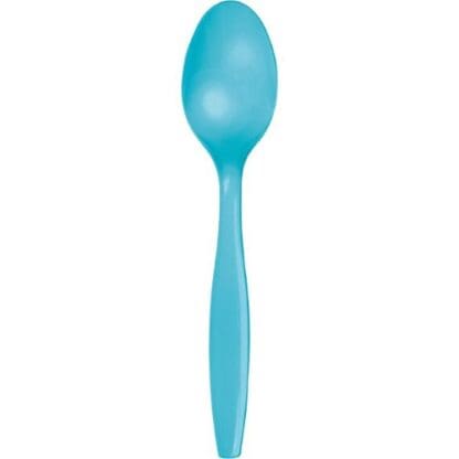 Touch of Color Creative Converting Plastic Spoons, Bermuda Blue, 24 Ct