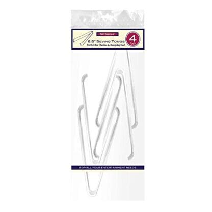 Party Essentials Hard Plastic Serving Tongs, 6.5-Inch, Clear, 4-Pack - Image 2