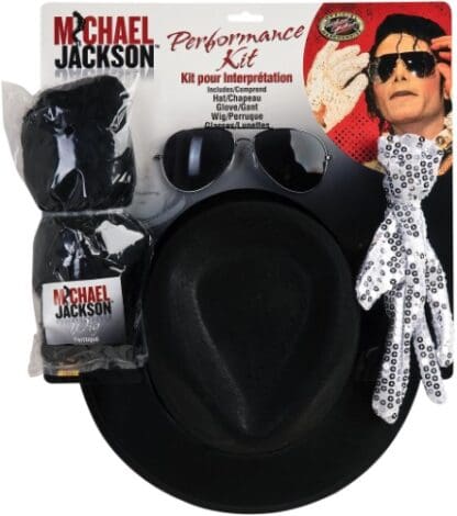 Michael Jackson Costume Accessory Kit with Wig, Hat, Glove and Glasses