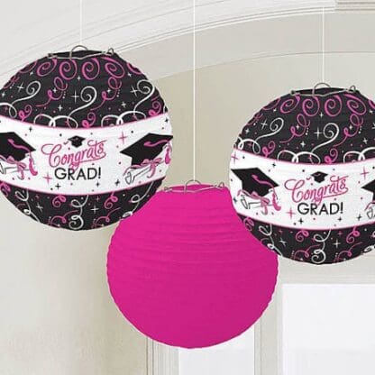 Sparkling Graduation Paper Lanterns 3ct Decorations