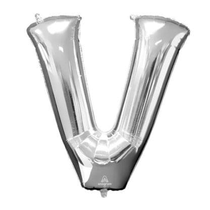 78432 32 in. Letter V Silver Supershape Foil Balloon