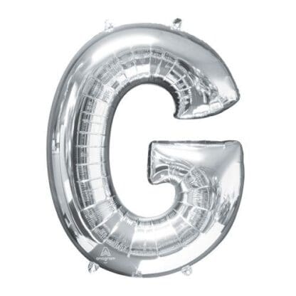 78402 32 in. Letter G Silver Supershape Foil Balloon