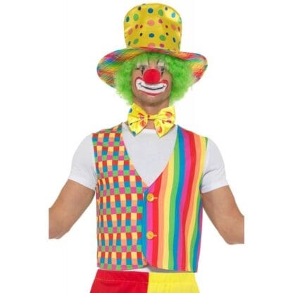 Big Top Clown Kit, Waistcoat, Bow Tie & Hat, Circus Fancy Dress, up to 40"