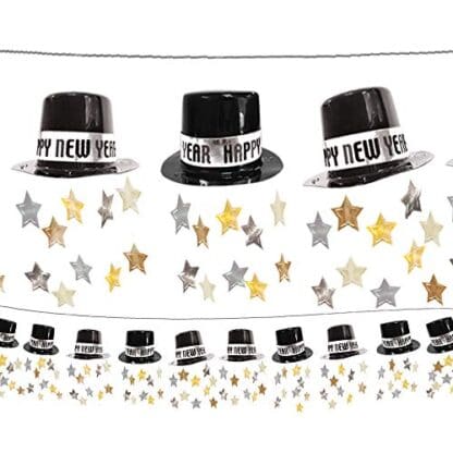 Amscan New Year's Top Hat Garlands, 12" X 12', Multicolor, 1 Garland per Pack