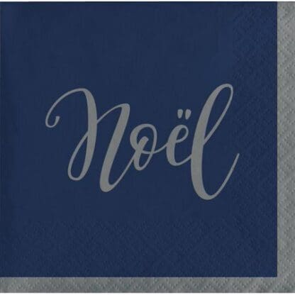 Silent Night "Noel" Beverage Cocktail Napkins 16 Ct Navy Silver