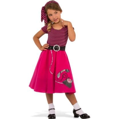 1950'S Girl Hot Pink Poodle Skirt Decades Halloween Costume