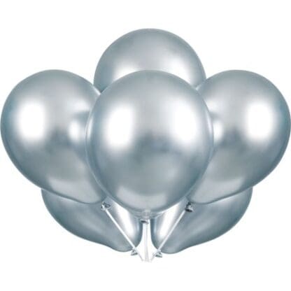 Latex Metallic Balloons, Silver, 11in, 6ct