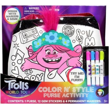 Trolls Color Purse: Color Your Very Own Purse with Colorful Permanent Markers and Design with Gem Stickers, Color It, Style It, and Go!