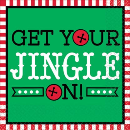 Amscan Get Your Jingle on 5 in. X 5 in. Paper Christmas Beverage Napkins (16-Count, 5-Pack)