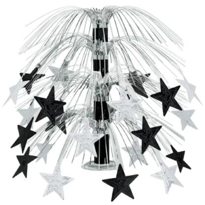 Star Cascade Centerpiece, 18-Inch, Black and Silver