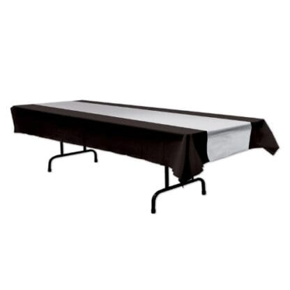 Black & Silver Plastic Table Cover