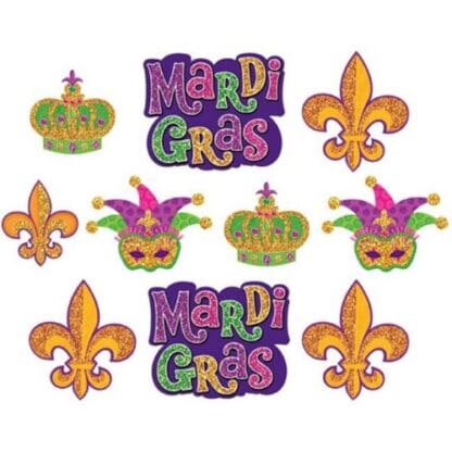 Mardi Gras Glitter Cutouts by Windy City Novelties