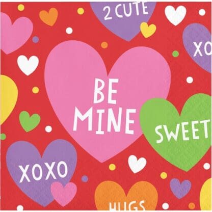 Valentine Party Candy Hearts 16 Ct Beverage Cocktail Napkins