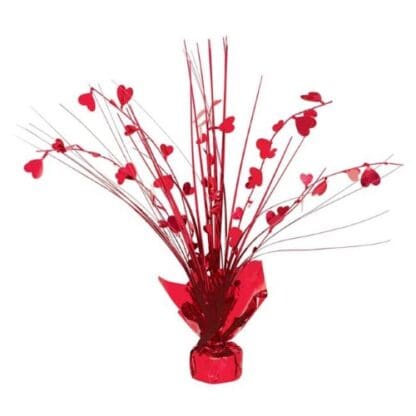 110037 11 in. Red Heart Valentines Day Foil Spray Centerpiece - Pack of 7