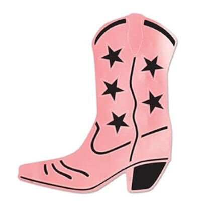 Foil Cowboy Boot Silhouette, 16-Inch, Black/Pink