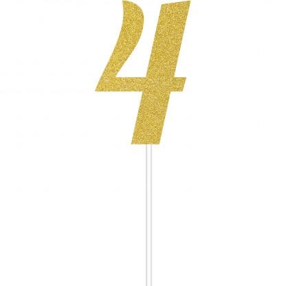 Gold Glitter #4 Cake Topper, 1 Pk