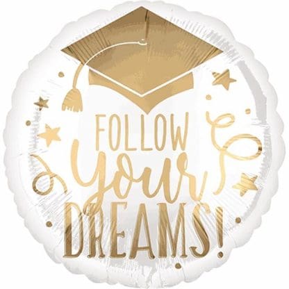 18 in. Follow Your Dreams White & Gold HX Balloon