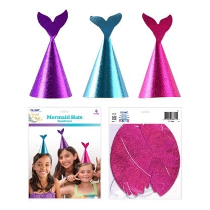 Glitter Mermaid Party Hats in Assorted Colors