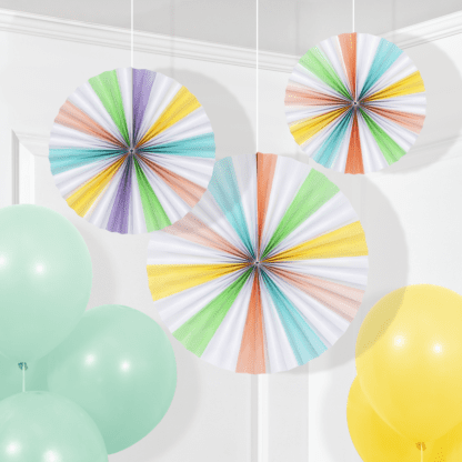 Pastel Celebrations Paper Fans (3ct)