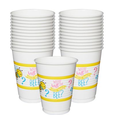 Little Honey Bee Plastic Cups 25ct Size 16oz Cup - The Party Place - Conway