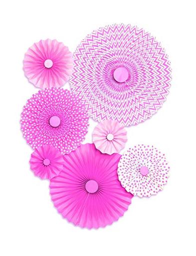 Pink Paper Rosettes Kit, Assorted Sizes & Patterns, 7pcs - The Party ...