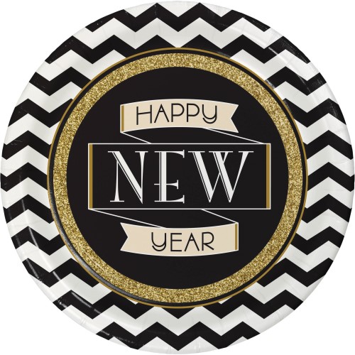 Happy New Year Celebrations Paper Plates 8 count. - The Party Place ...